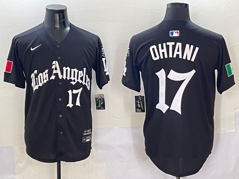 Men Los Angeles Dodgers #17 Ohtani Black Five generations Joint Name 2025 Nike MLB Jersey style 5
